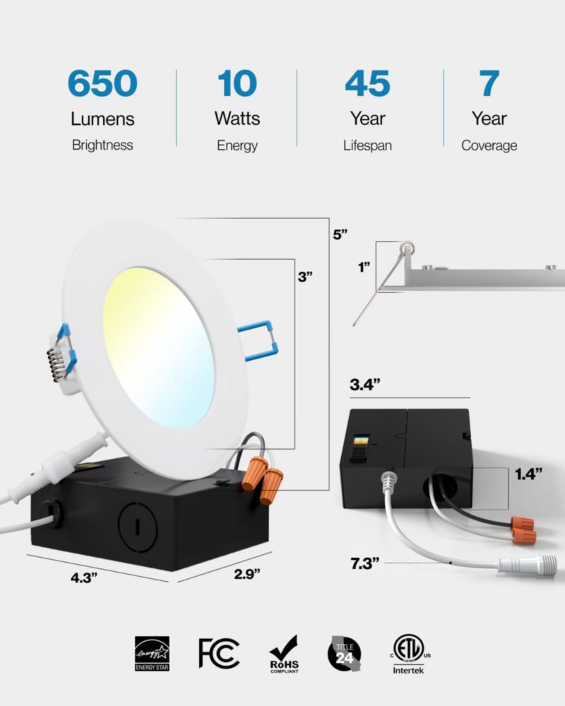 Luces empotradas LED Sunco Lighting de 10 cm regulables – Pack de 2