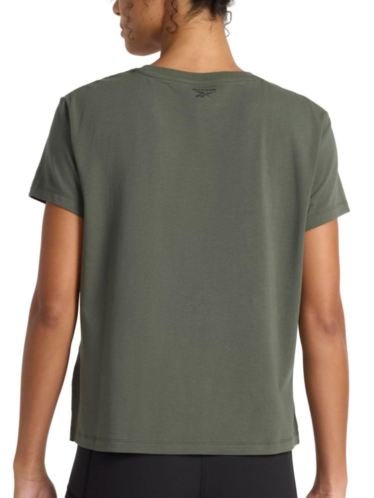 Camiseta Reebok para mujer talla grande verde Grit algodón elástico