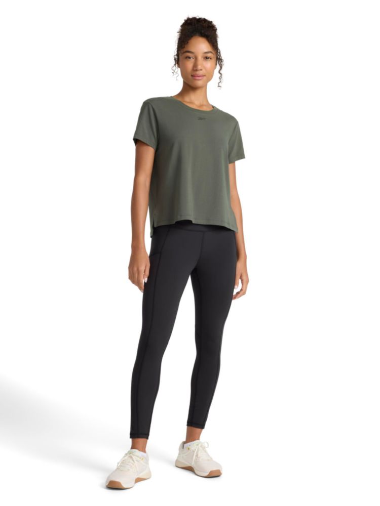 Camiseta Reebok para mujer talla grande verde Grit algodón elástico