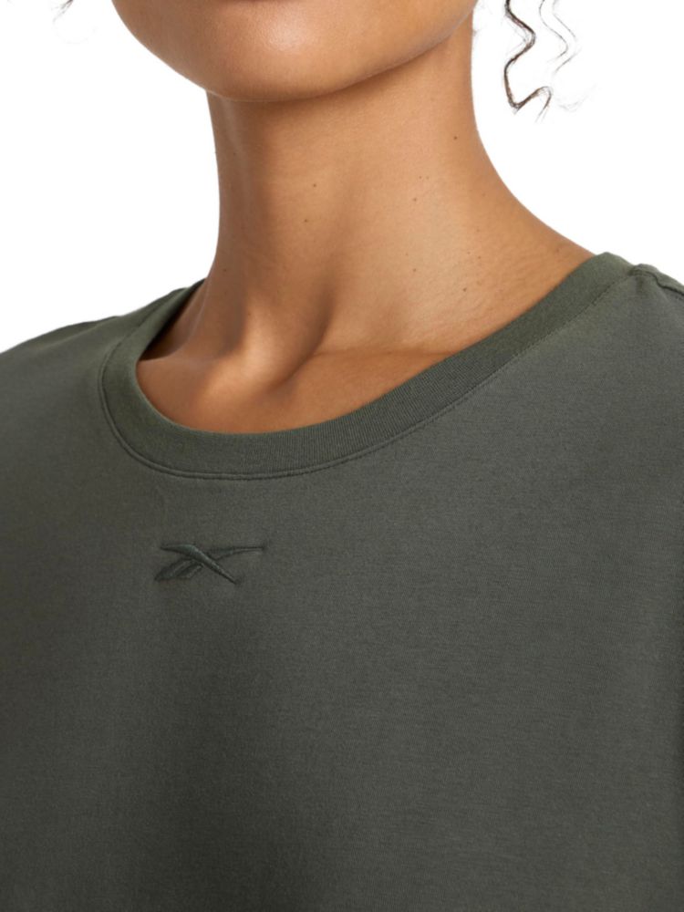 Camiseta Reebok para mujer talla grande verde Grit algodón elástico