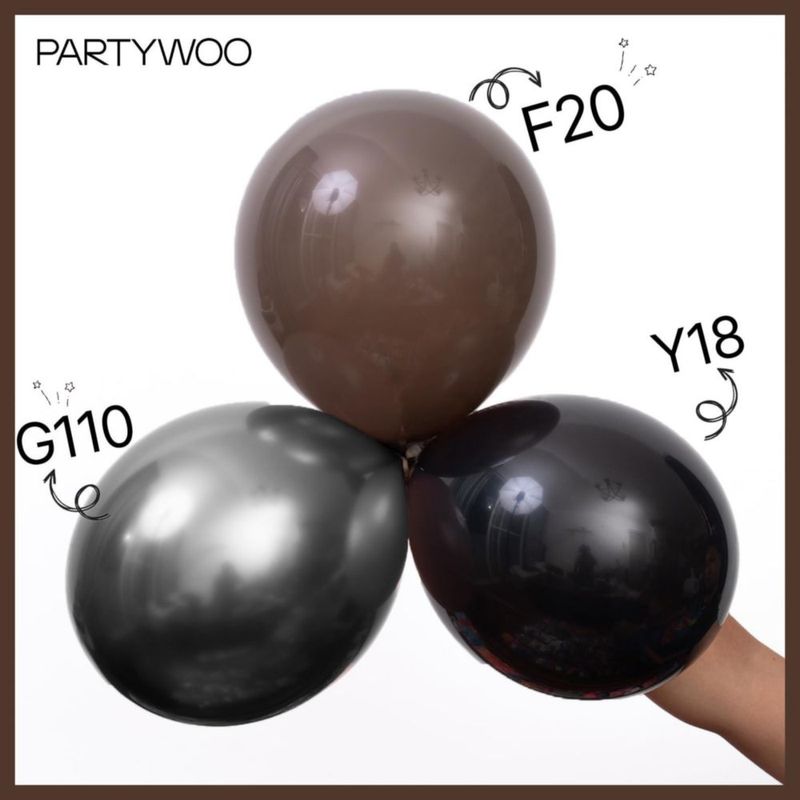 Globos PartyWoo 100 piezas Marrón oscuro varios tamaños