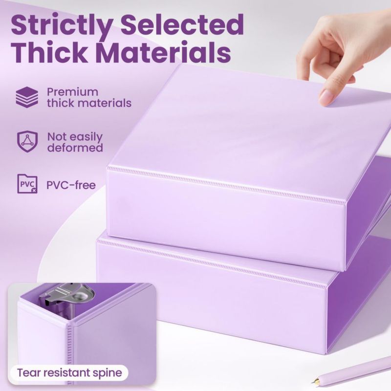Carpeta SUNEE de 3 pulgadas con anilla D – Pack de 2 color púrpura