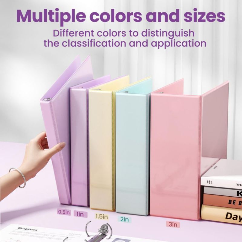 Carpeta SUNEE de 3 pulgadas con anilla D – Pack de 2 color púrpura