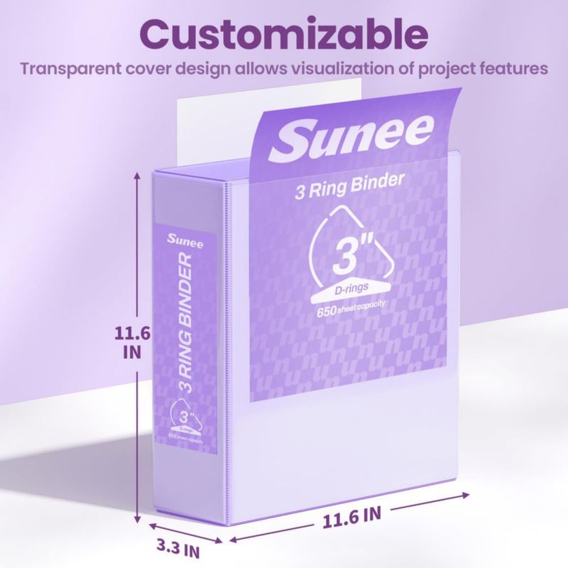 Carpeta SUNEE de 3 pulgadas con anilla D – Pack de 2 color púrpura