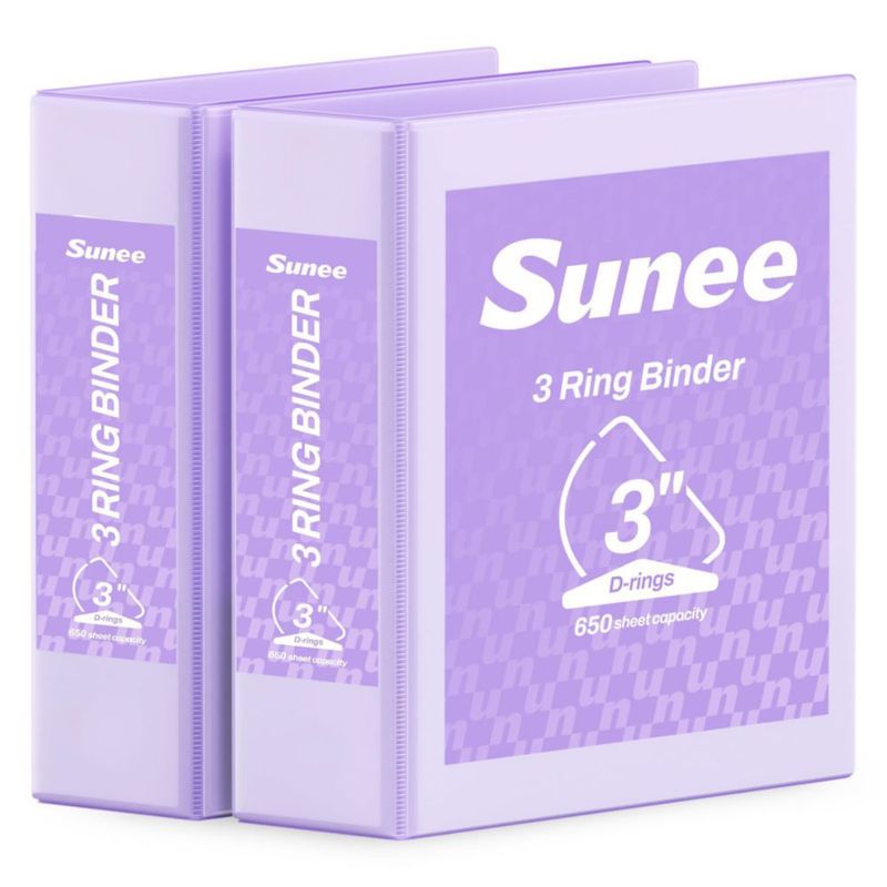 Carpeta SUNEE de 3 pulgadas con anilla D – Pack de 2 color púrpura