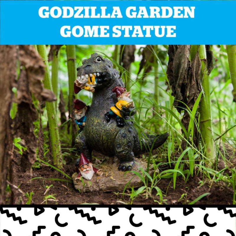 Estatua de Godzilla con Gnomo de Jardín – BigMouth Inc 23 cm
