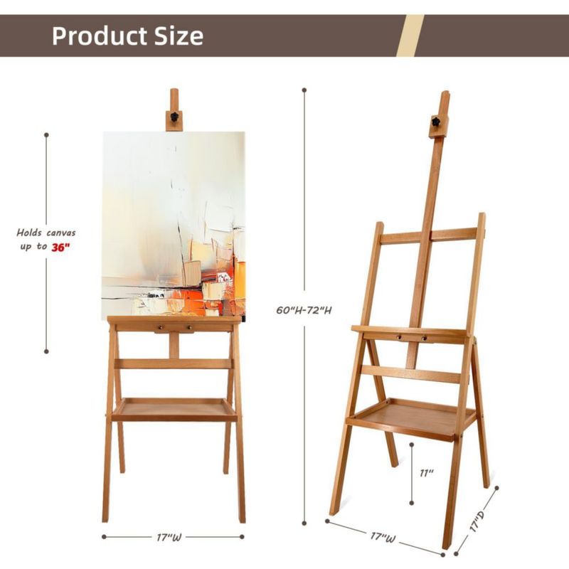 Caballete de Arte Stuelloaf de Madera de Haya con Almacenamiento 91‑152 cm