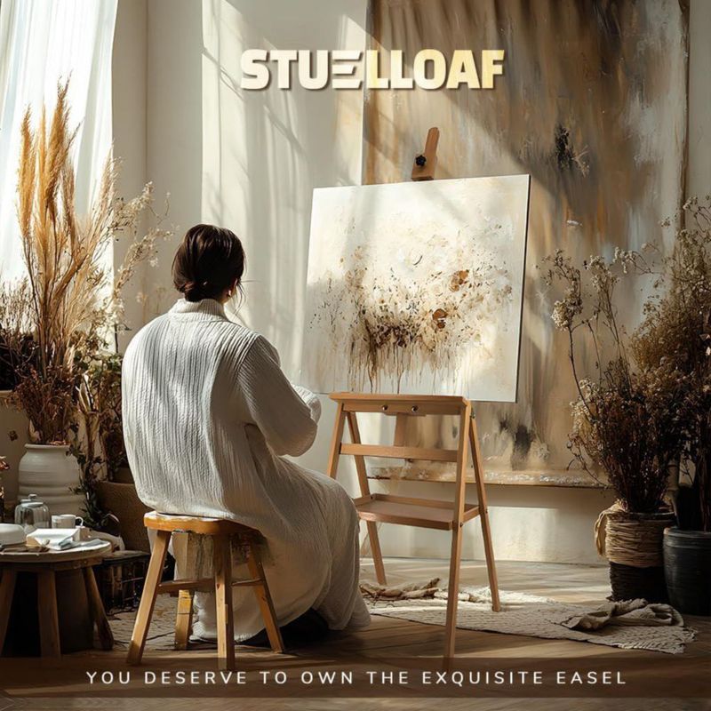 Caballete de Arte Stuelloaf de Madera de Haya con Almacenamiento 91‑152 cm