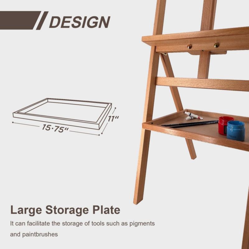 Caballete de Arte Stuelloaf de Madera de Haya con Almacenamiento 91‑152 cm