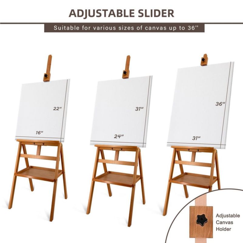 Caballete de Arte Stuelloaf de Madera de Haya con Almacenamiento 91‑152 cm