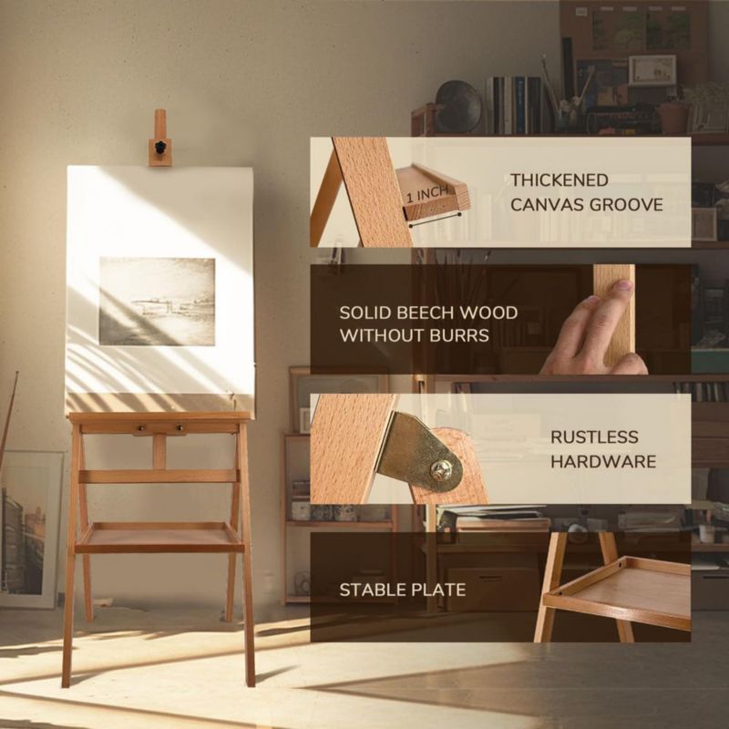 Caballete de Arte Stuelloaf de Madera de Haya con Almacenamiento 91‑152 cm
