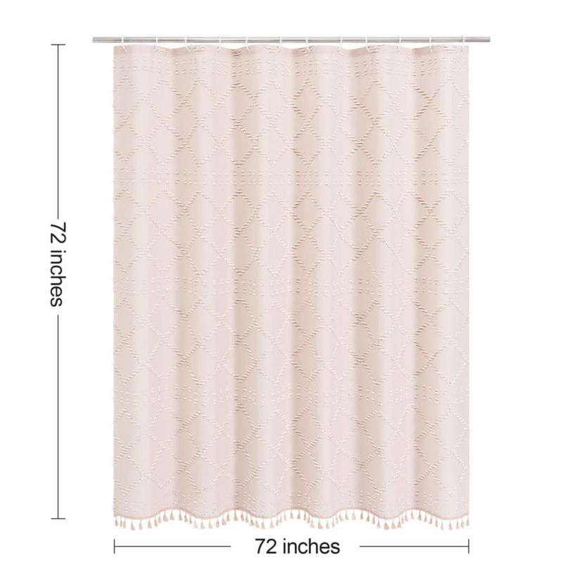 Cortina de Ducha Craidlela 183 cm Rosa Boho con Borlas