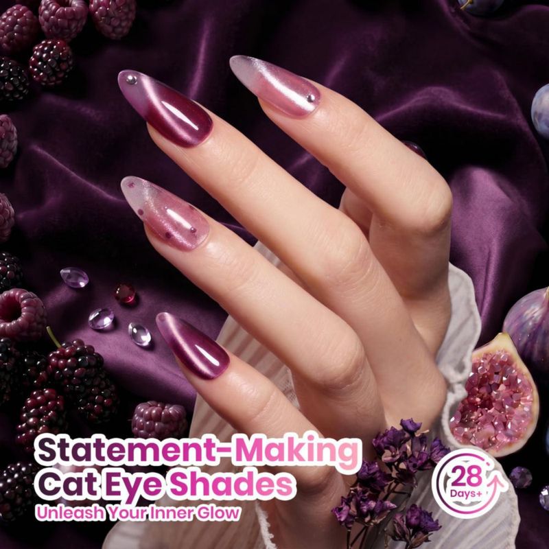 Esmalte de gel beetles 6 colores cat eye ciruela con glitter