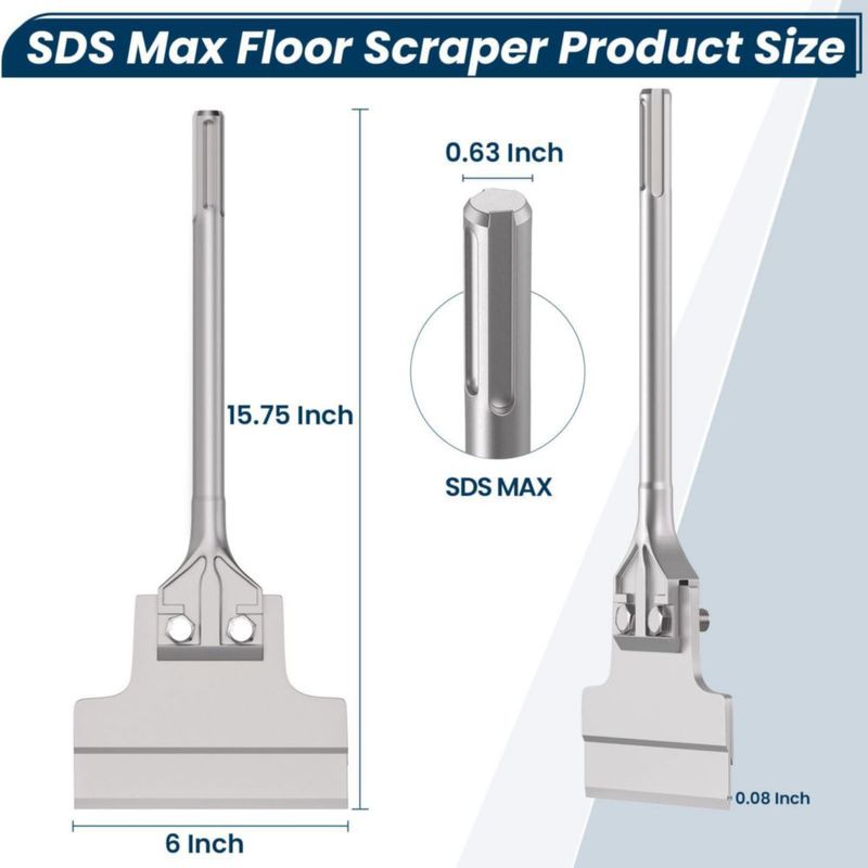 Raspador de pisos TOOVEM 6x40 cm con mango SDS Max y cincel