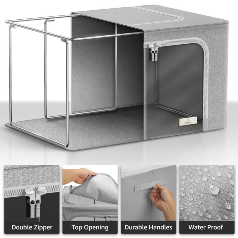 Caja de almacenamiento Sorbus 3 unidades gris 43 × 33 × 33 cm