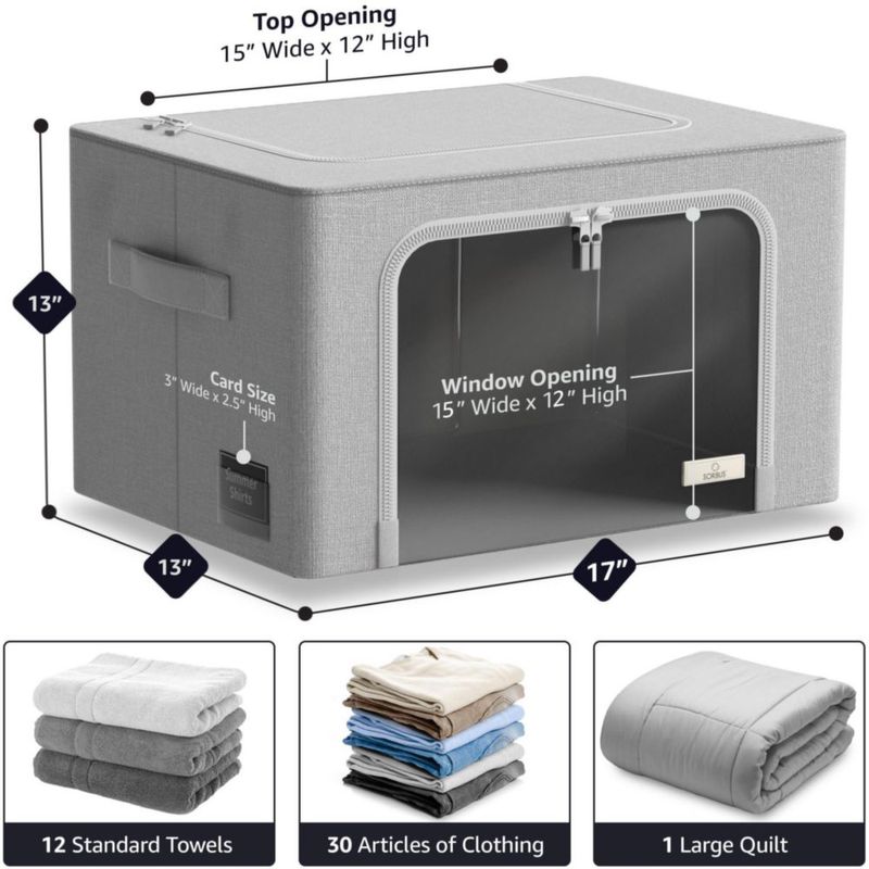 Caja de almacenamiento Sorbus 3 unidades gris 43 × 33 × 33 cm