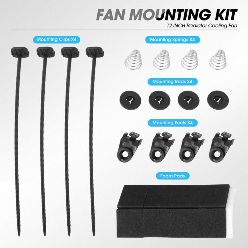 Kit de Ventilador de Radiador Eléctrico de 12 pulgadas DNA Motoring con Termostato Relé y Soporte Alto Rendimiento Diseño Delgado Push‑Pull