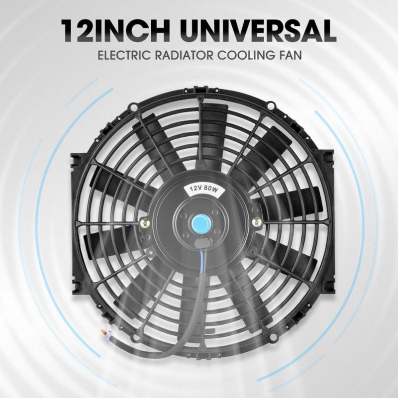 Kit de Ventilador de Radiador Eléctrico de 12 pulgadas DNA Motoring con Termostato Relé y Soporte Alto Rendimiento Diseño Delgado Push‑Pull