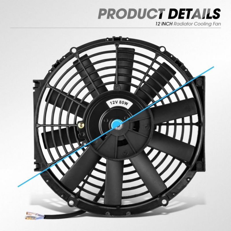 Kit de Ventilador de Radiador Eléctrico de 12 pulgadas DNA Motoring con Termostato Relé y Soporte Alto Rendimiento Diseño Delgado Push‑Pull