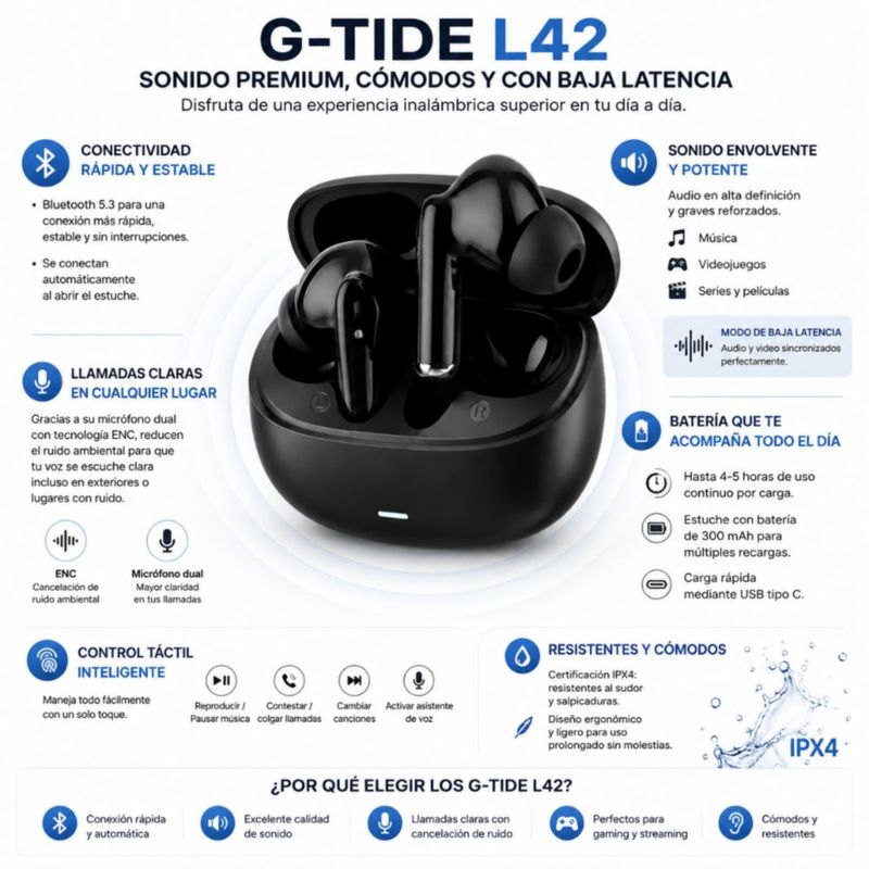 AUDIFONOS G-TIDE L42 (NEGRO) + SMARWATCH HONOR CHOICE 2 EPIC AMOLED + BOCINA G-TIDE SV30