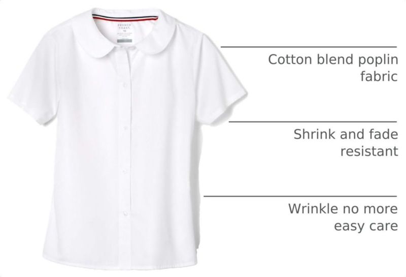 Blusa French Toast 4T Blanca de manga corta con Cuello estilo Peter Pan