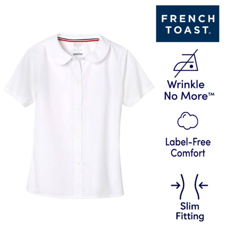 Blusa French Toast 4T Blanca de manga corta con Cuello estilo Peter Pan