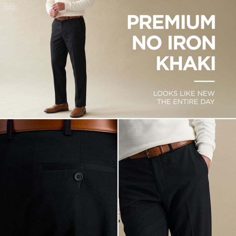 PANTALONES Haggar Corte Clásico 40W x 76 cm Negro sin planchar