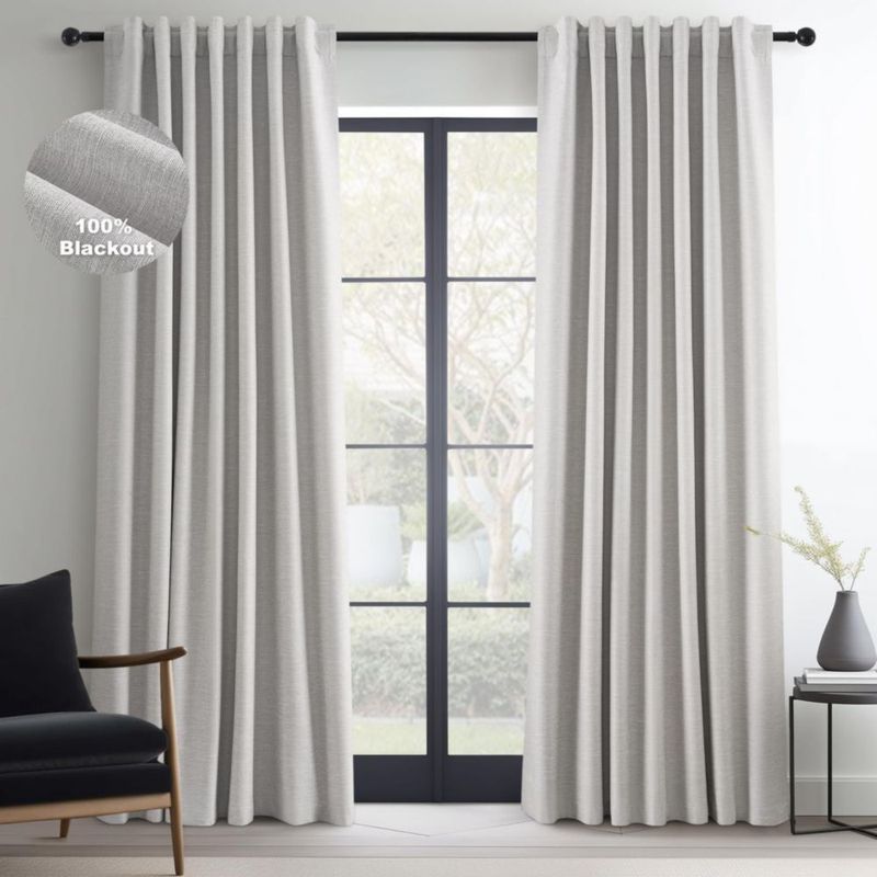 Cortina Topfinel 213 cm Gris Beige Opaca de Lino