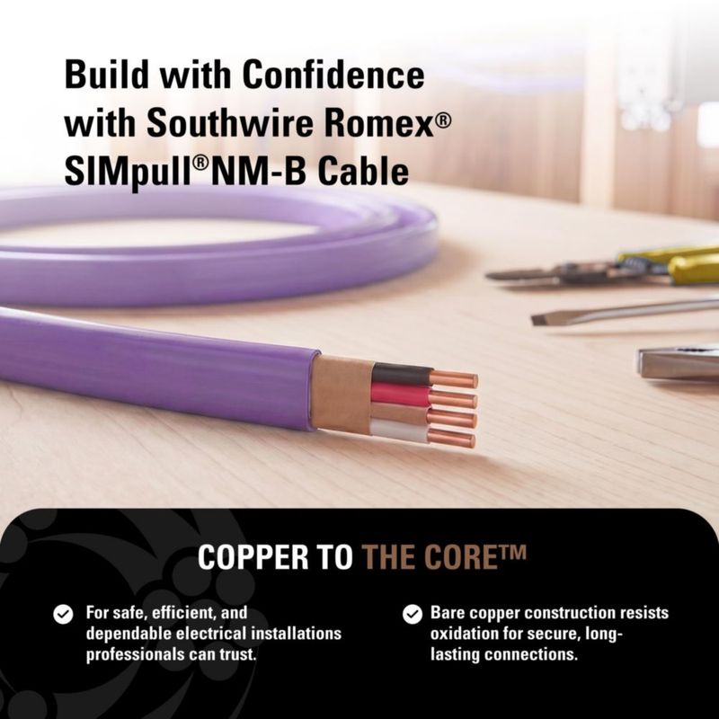 Cable Southwire calibre 12 30 m púrpura NM‑B 3 conductores con tierra