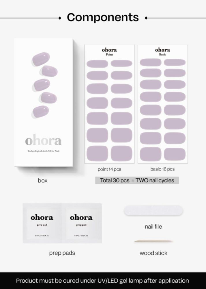 Tiras de Gel para Uñas ohora N Cream Lavanda Púrpura Sólida