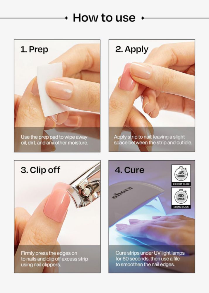 Tiras de Gel para Uñas ohora N Cream Lavanda Púrpura Sólida