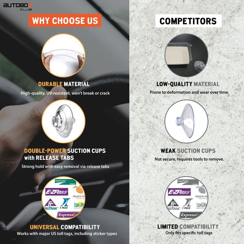 Soporte AUTOBOXCLUB para EZ Pass – Pack de 2 compatible con todos los pases