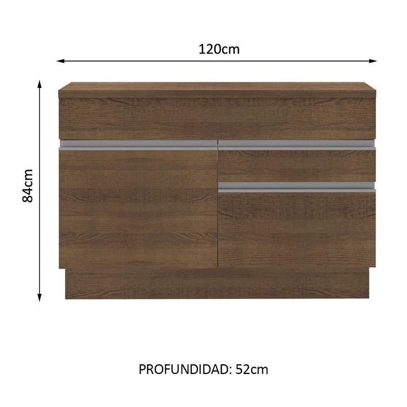 Gabinete bajo bufetera madesa glamy 120cm con encimera mm 02