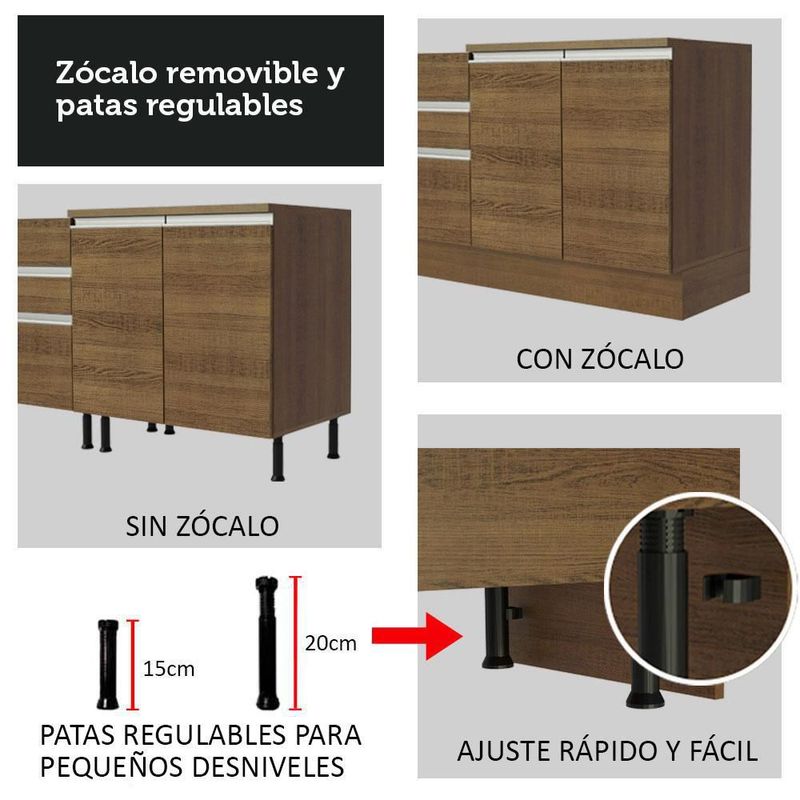Gabinete bajo bufetera madesa glamy 120cm con encimera mm 02