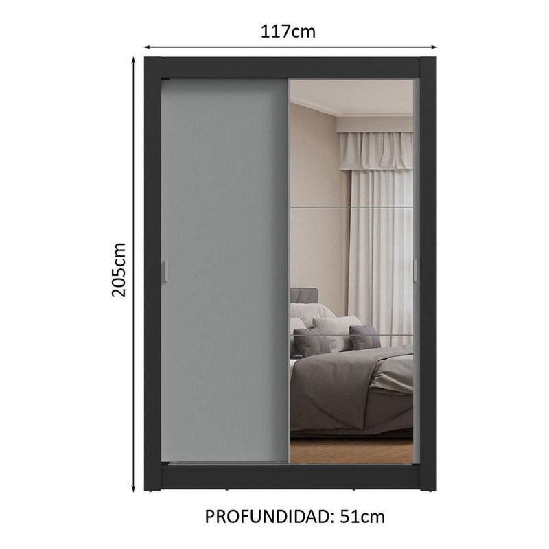 Ropero closet madesa milano 2 puertas 1 espejo ng