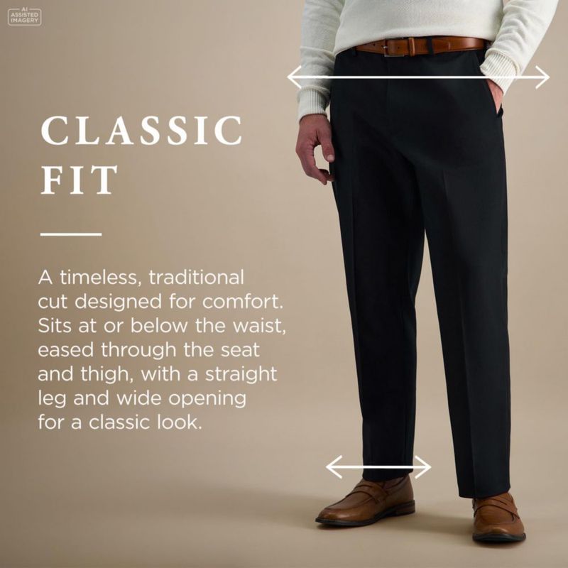 PANTALONES Haggar Corte Clásico 40x32 Negro Sin Planchar