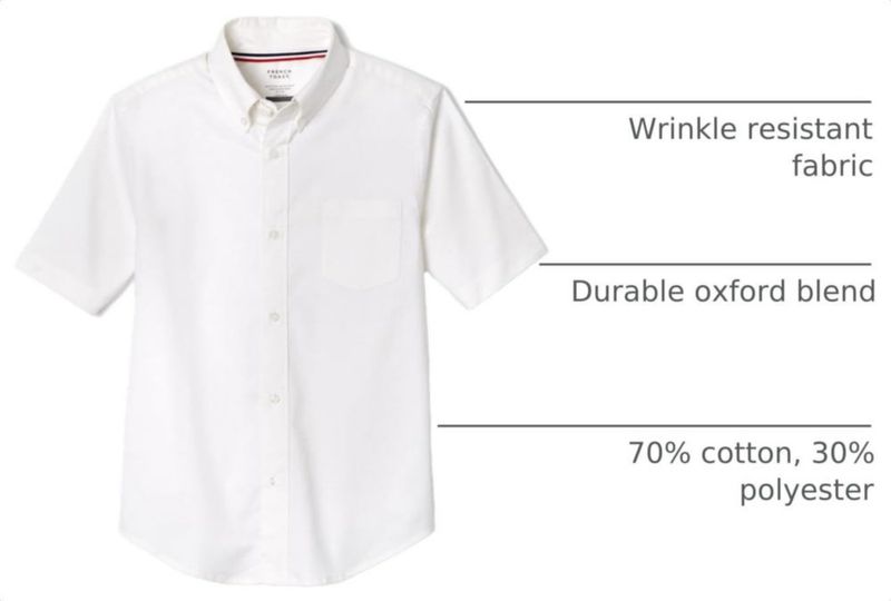 Camisa de vestir para niños French Toast talla 8 blanca de manga corta