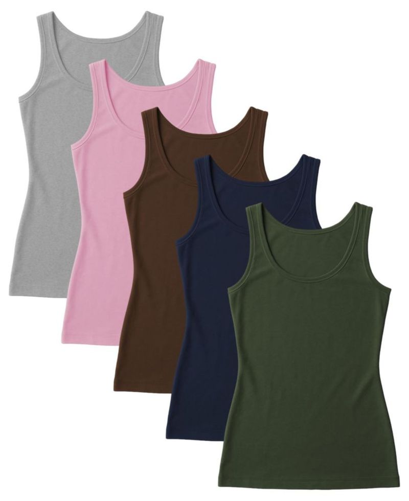 Paquete de 5 tops sin mangas Sexy Basics de algodón elástico