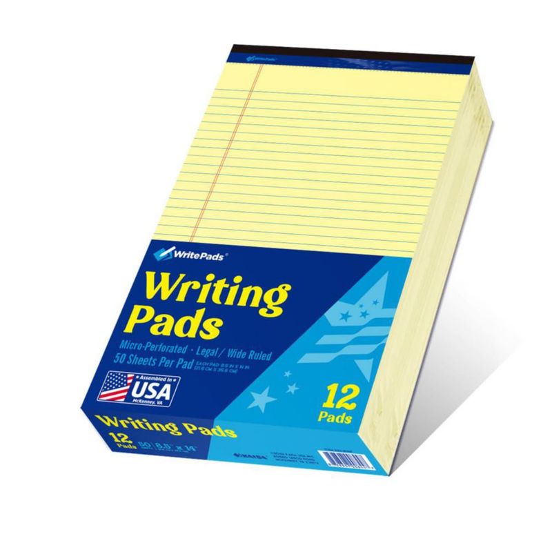 Bloc de notas legales WritePads 22 × 36 cm Rayado amplio – Pack de 12