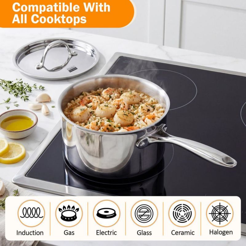 Cacerola Cooks Standard de 3 L de Acero Inoxidable con Tapa