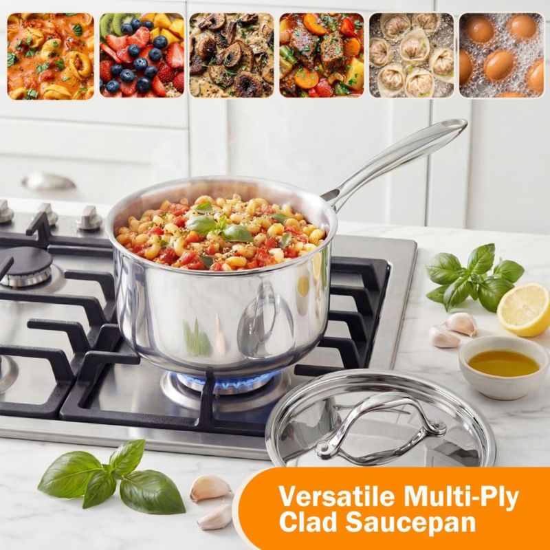 Cacerola Cooks Standard de 3 L de Acero Inoxidable con Tapa