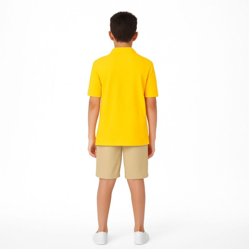 Polera tipo polo unisex para niños French Toast M dorada de manga corta