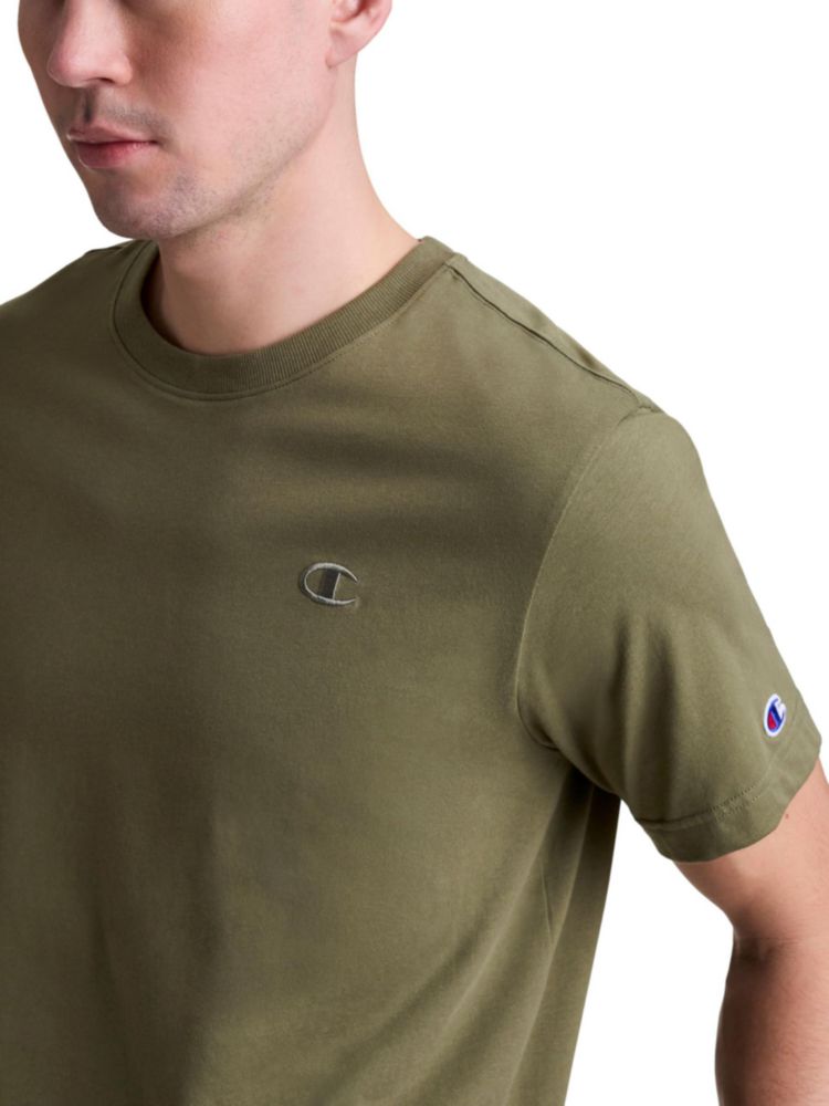 Camiseta Champion Classic de Algodón Oliva Quemada Talla Grande
