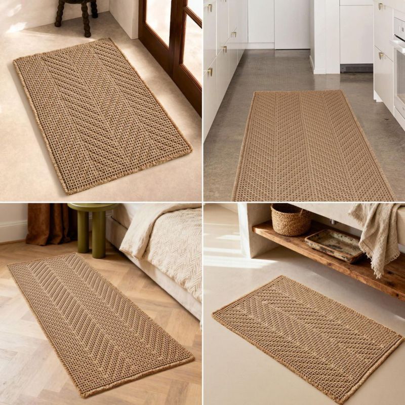 Alfombra Sunfly 61 cm x 183 cm Caqui con diseño de espiga lavable