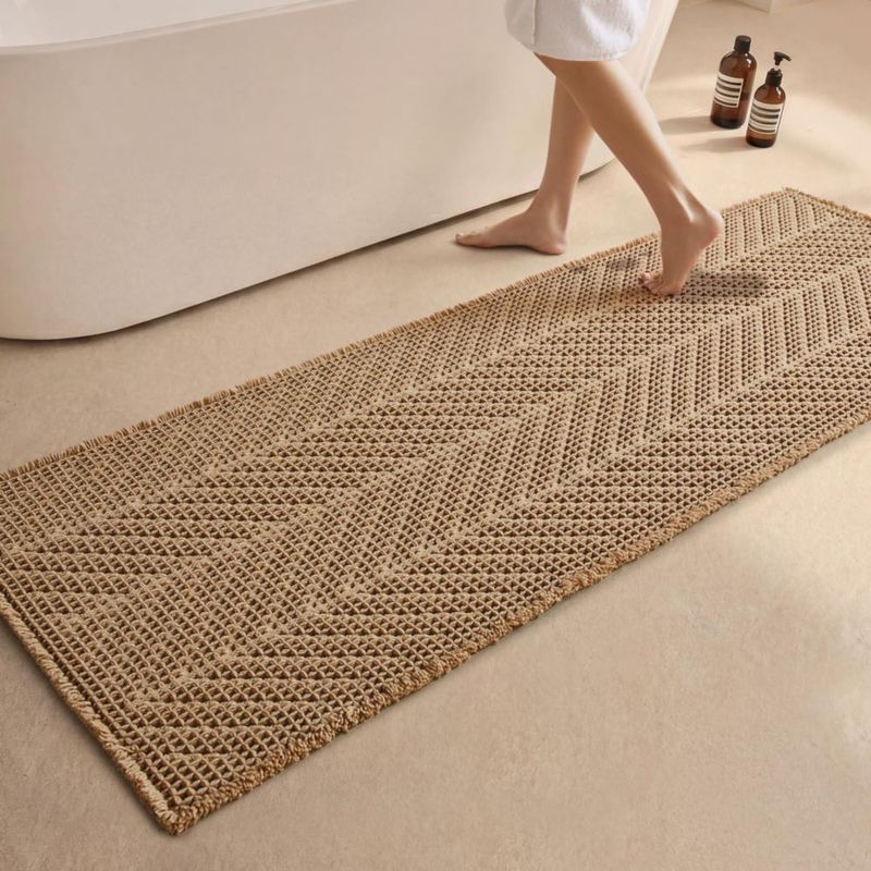 Alfombra Sunfly 61 cm x 183 cm Caqui con diseño de espiga lavable