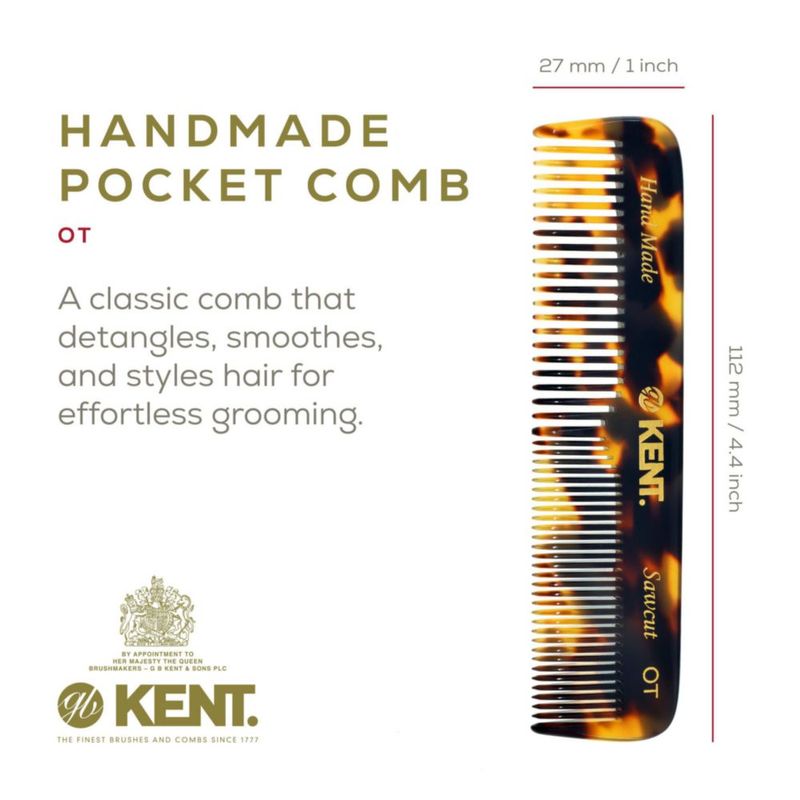 Peine de Cabello KENT 11 cm Dientes Finos/Anchos Hecho a Mano (Inglaterra)