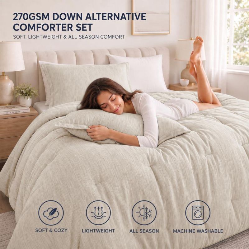 Juego de edredón CozyLux California King Beige de 3 piezas
