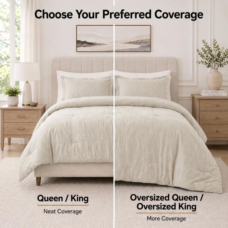 Juego de edredón CozyLux California King Beige de 3 piezas