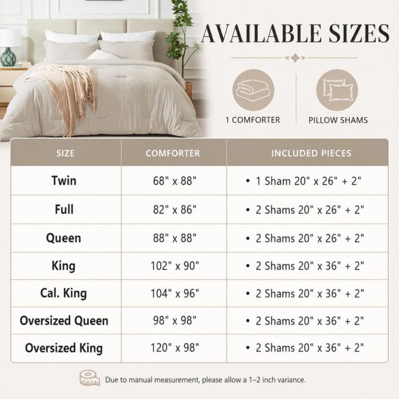 Juego de edredón CozyLux California King Beige de 3 piezas