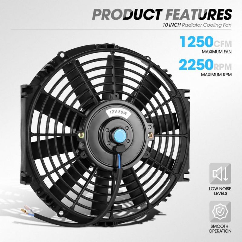 Ventilador de Radiador DNA MOTORING 25 cm Delgado Kit 12 V